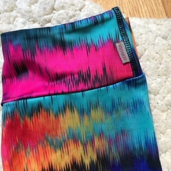 KOS USA: Womens Multi-Colored Zig Zag Skinny Leggings M - Picture 3 of 8